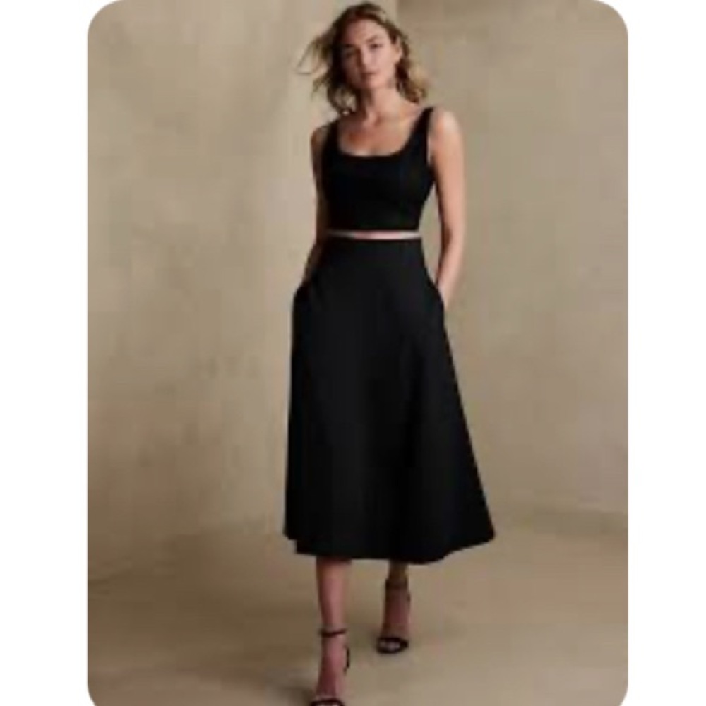 Banana Republic poplin cotton Midi Skirt with pockets - 8